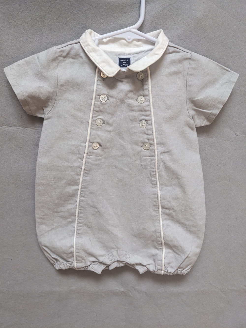 Janie and Jack Cream Baby Romper